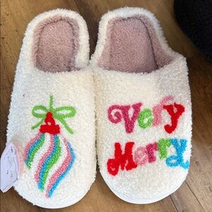 Festive 'Very Merry' Slippers